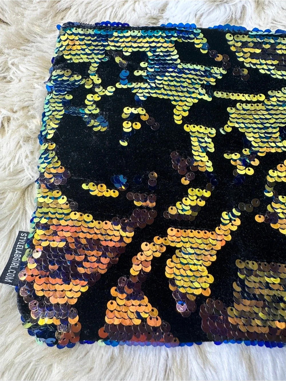 Fashion Angels Style Lab Reversible Sequin Velvet Pouch Bag Gold Blue NWT